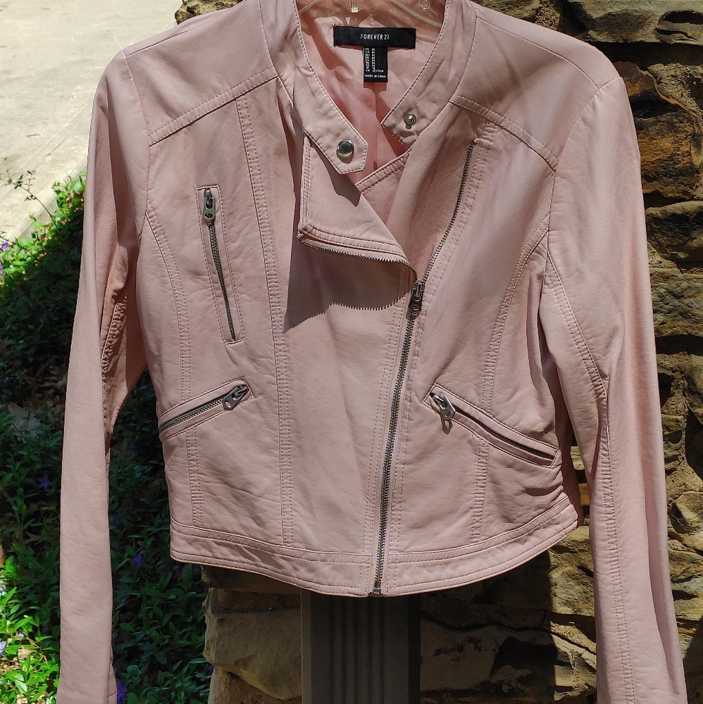 Forever 21 pink Moto jacket size medium